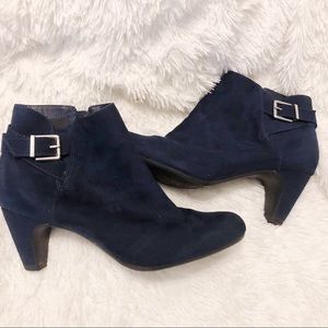Navy blue zipper booties
